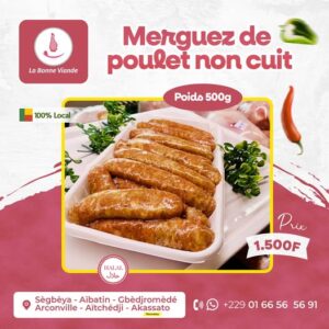 Merguez de poulet non cuit